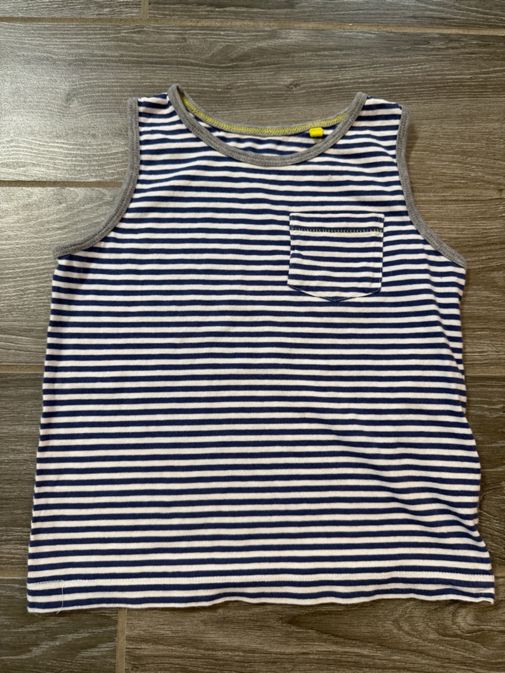 Boys Mini Boden Navy & White Striped Tank Top with Pocket size 5 6